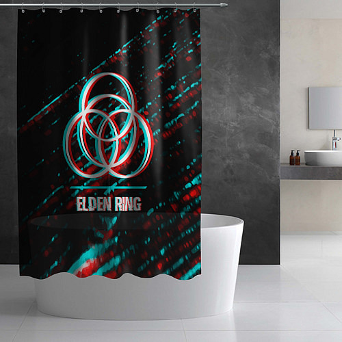 Шторка для ванной Elden Ring в стиле glitch и баги графики на темном / 3D-принт – фото 2