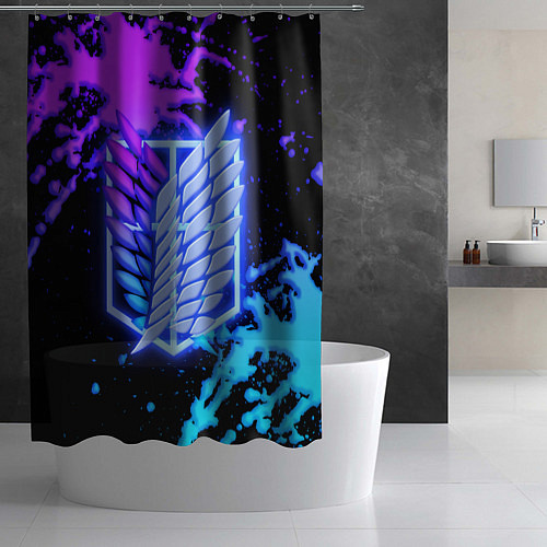 Шторка для ванной Attack on Titan neon / 3D-принт – фото 2
