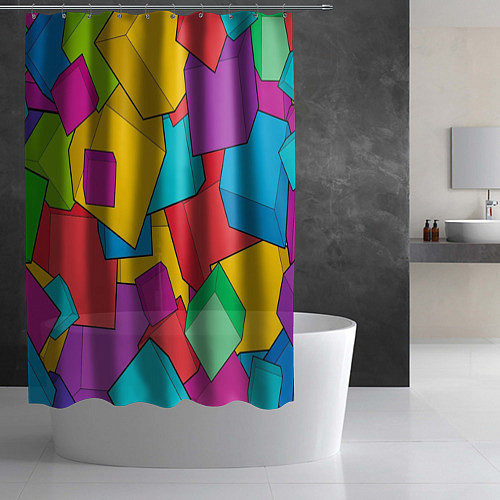 Шторка для ванной Фон из разноцветных кубиков / 3D-принт – фото 2
