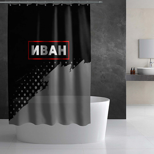 Шторка для ванной Иван - в красной рамке на темном / 3D-принт – фото 2