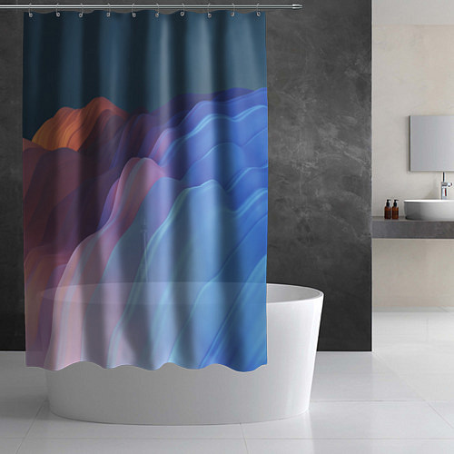 Шторка для ванной Волнообразные абстрактные субстанции / 3D-принт – фото 2