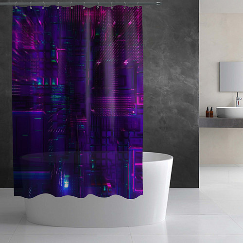 Шторка для ванной Матричная вселенная неон / 3D-принт – фото 2
