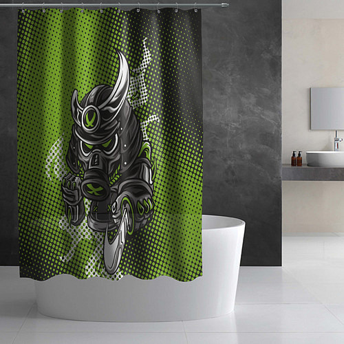 Шторка для ванной Неоновый самурай-воин / 3D-принт – фото 2