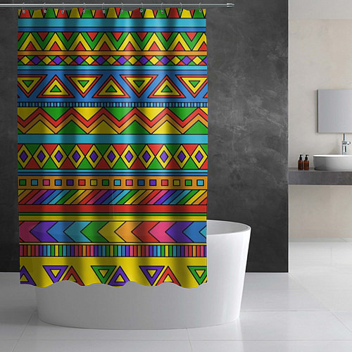 Шторка для ванной Красивый цветной орнамент / 3D-принт – фото 2