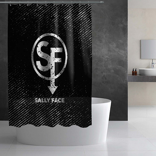 Шторка для ванной Sally Face с потертостями на темном фоне / 3D-принт – фото 2
