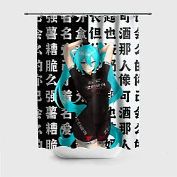 Шторка для душа Хацуне Мику в спортивном костюме, цвет: 3D-принт