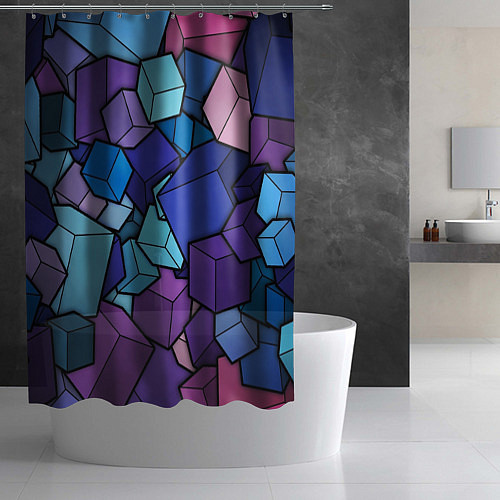 Шторка для ванной Цветные кубы / 3D-принт – фото 2