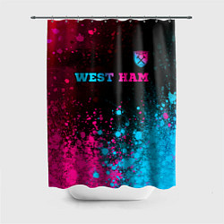 Шторка для душа West Ham - neon gradient: символ сверху, цвет: 3D-принт