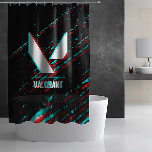 Шторка для ванной Valorant в стиле glitch и баги графики на темном ф / 3D-принт – фото 2