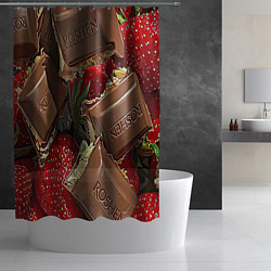 Шторка для душа Клубника и шоколад Рошен, цвет: 3D-принт — фото 2