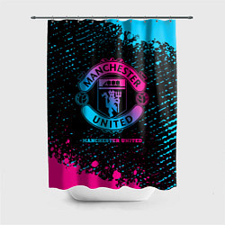 Шторка для душа Manchester United - neon gradient, цвет: 3D-принт