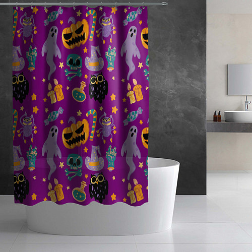 Шторка для ванной Happy Halloween - holiday pattern / 3D-принт – фото 2