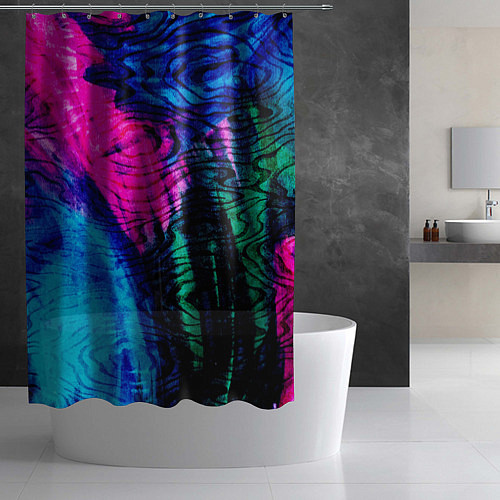 Шторка для ванной Неоновые краски - абстракция / 3D-принт – фото 2
