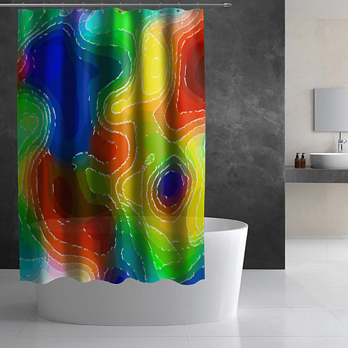 Шторка для ванной Разноцветная абстрактная композиция / 3D-принт – фото 2
