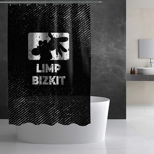 Шторка для ванной Limp Bizkit с потертостями на темном фоне / 3D-принт – фото 2