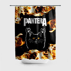 Шторка для душа Pantera рок кот и огонь, цвет: 3D-принт