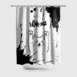 Шторка для душа Blink 182 рок кот на светлом фоне, цвет: 3D-принт