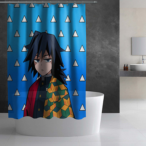 Шторка для ванной Гию Томиока: Мем - Градиент / 3D-принт – фото 2