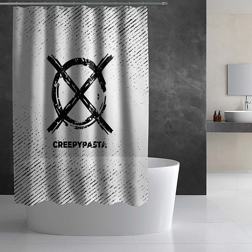 Шторка для ванной CreepyPasta с потертостями на светлом фоне / 3D-принт – фото 2