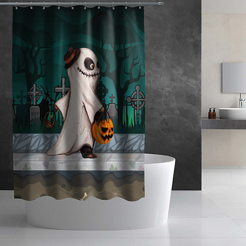 Шторка для ванной Приведение на хэллоуин / 3D-принт – фото 2