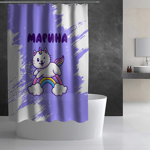 Шторка для ванной Марина кошка единорожка / 3D-принт – фото 2