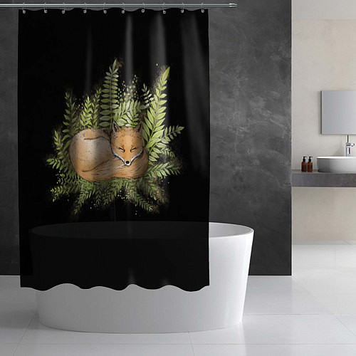 Шторка для ванной Спящий лисёнок / 3D-принт – фото 2