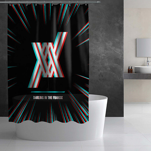 Шторка для ванной Символ Darling in the FranXX в стиле glitch на тем / 3D-принт – фото 2