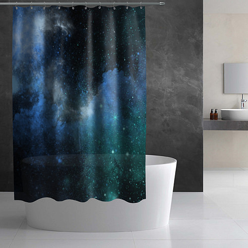 Шторка для ванной Акварель галактики / 3D-принт – фото 2