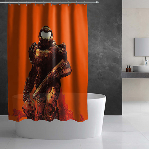 Шторка для ванной Думгай с головой - Doom / 3D-принт – фото 2