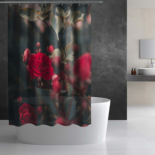 Шторка для ванной Красная дикая роза / 3D-принт – фото 2