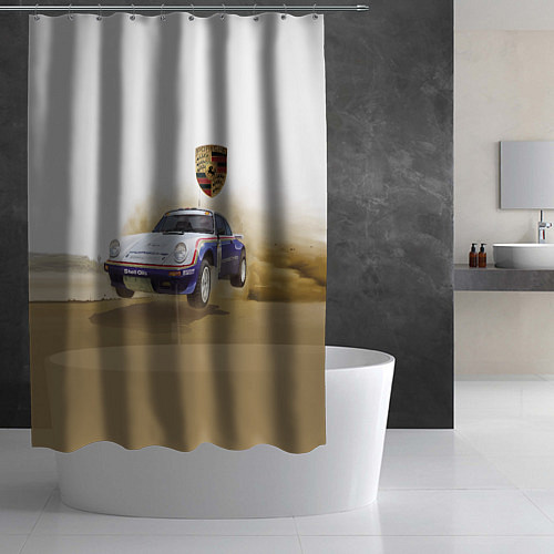 Шторка для ванной Porsche - гонки в пустыне / 3D-принт – фото 2