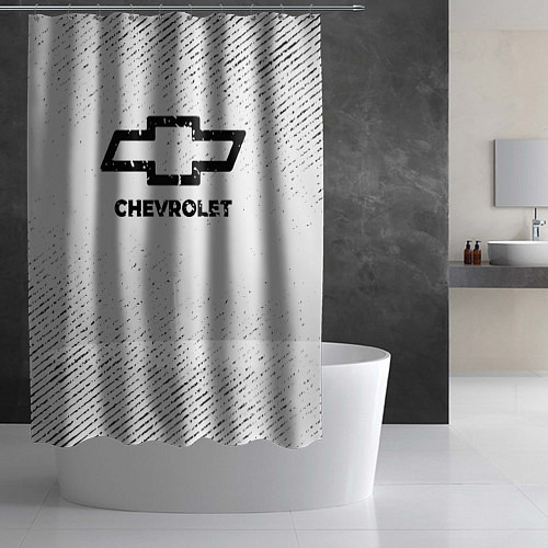 Шторка для ванной Chevrolet с потертостями на светлом фоне / 3D-принт – фото 2