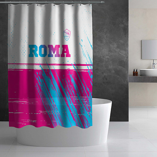Шторка для ванной Roma neon gradient style: символ сверху / 3D-принт – фото 2