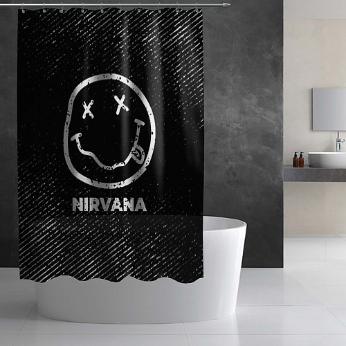 Шторка для ванной Nirvana с потертостями на темном фоне / 3D-принт – фото 2