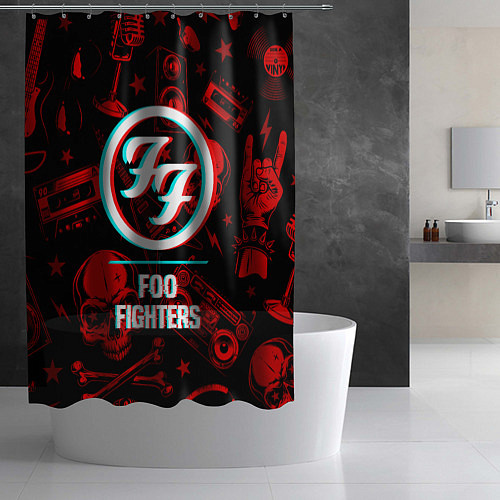 Шторка для ванной Foo Fighters rock glitch / 3D-принт – фото 2