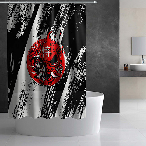 Шторка для ванной Киберпанк 2077 белый арт / 3D-принт – фото 2