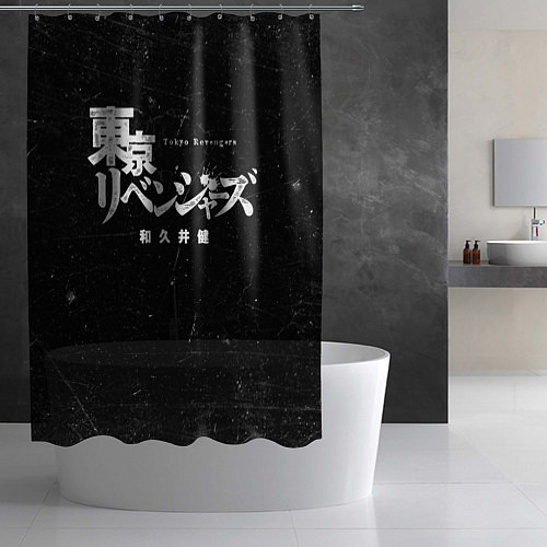 Шторка для ванной Токийские мстители иероглифы надпись / 3D-принт – фото 2