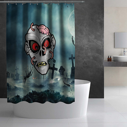 Шторка для ванной Череп зомби / 3D-принт – фото 2
