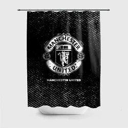 Шторка для душа Manchester United с потертостями на темном фоне, цвет: 3D-принт