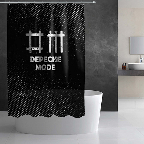 Шторка для ванной Depeche Mode с потертостями на темном фоне / 3D-принт – фото 2