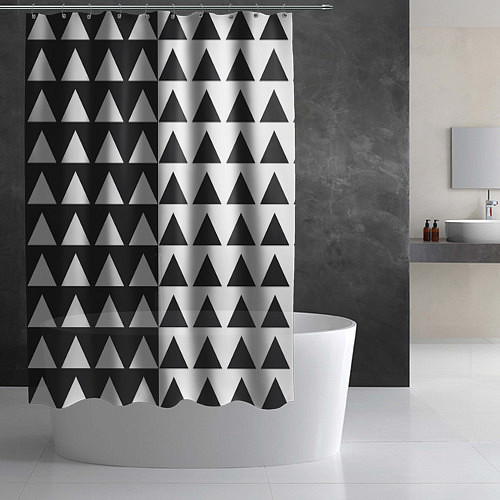 Шторка для ванной Черно-белые треугольники паттерн / 3D-принт – фото 2