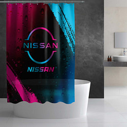 Шторка для душа Nissan - neon gradient, цвет: 3D-принт — фото 2