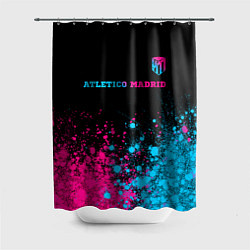 Шторка для душа Atletico Madrid - neon gradient: символ сверху, цвет: 3D-принт