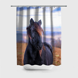 Шторка для душа Черный конь, цвет: 3D-принт