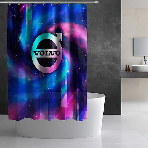 Шторка для ванной Volvo неоновый космос / 3D-принт – фото 2