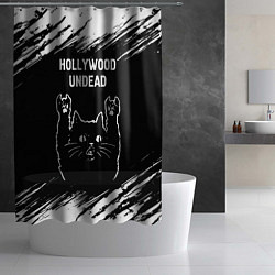 Шторка для душа Группа Hollywood Undead и рок кот, цвет: 3D-принт — фото 2