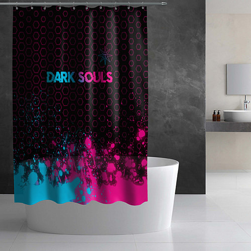 Шторка для ванной Dark Souls - neon gradient: символ сверху / 3D-принт – фото 2