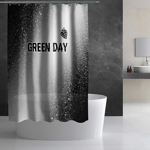 Шторка для ванной Green Day glitch на светлом фоне: символ сверху / 3D-принт – фото 2