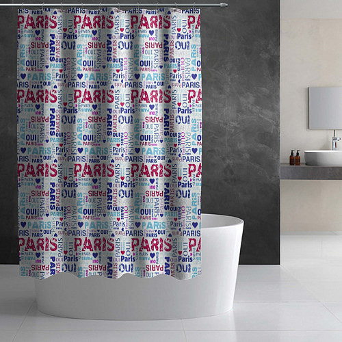 Шторка для ванной Парижская бумага с надписями - текстура / 3D-принт – фото 2