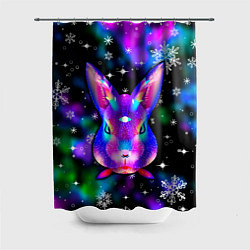 Шторка для душа Неоновый кролик, цвет: 3D-принт